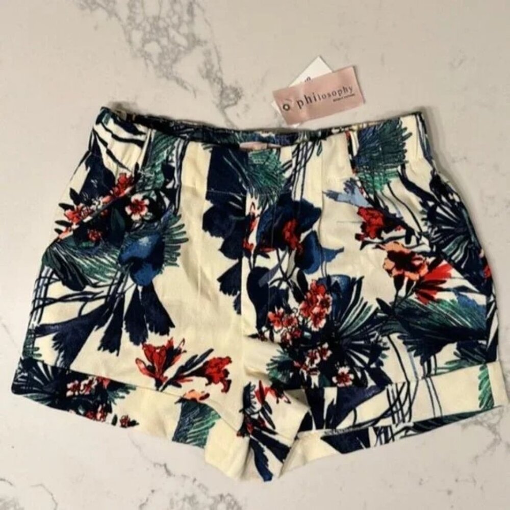 PHILOSOPHY PLEATED SHORTS WITH 4 POCKETS & ELASTIC WAIST S NWT